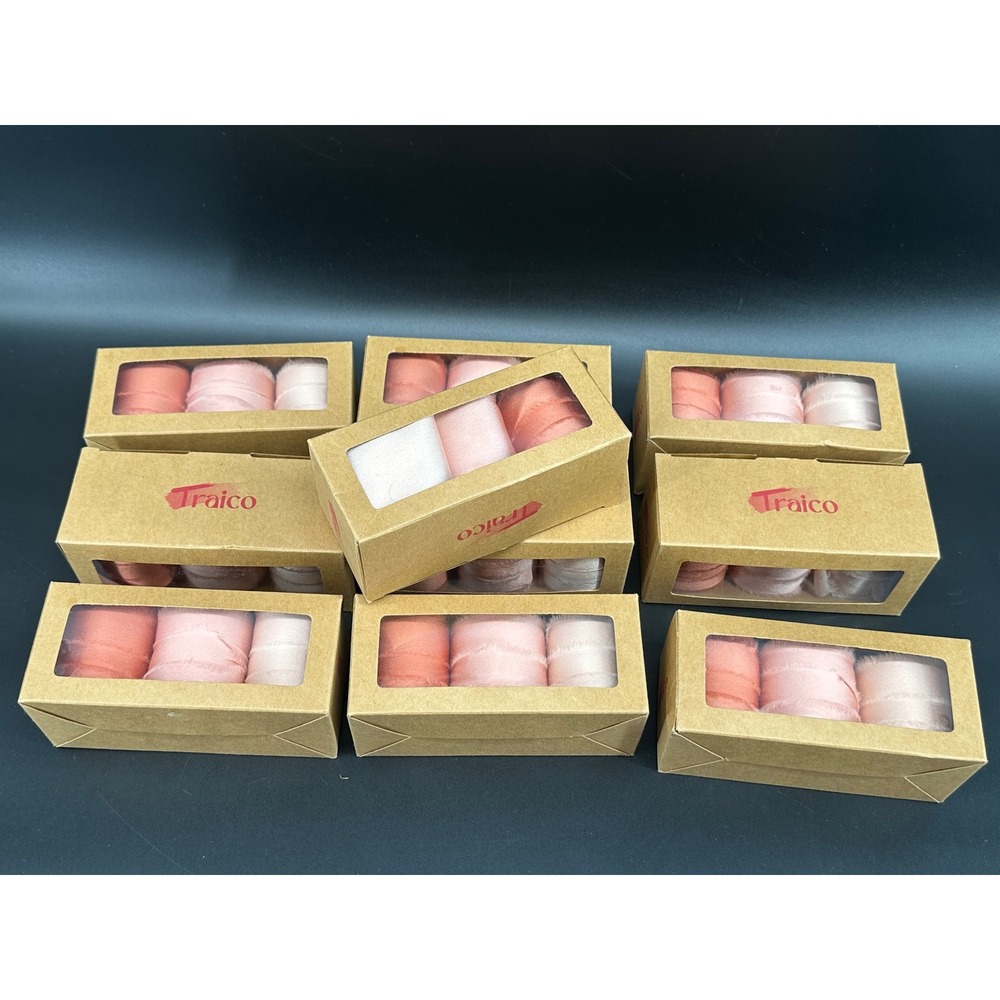 Frayed Satin Fabric‎ Ribbon 2"x8"x30 Rolls(Total 240 Yds) Coral/Dusty/terracotta